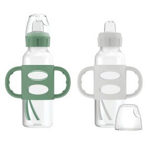 LunaLulinlk Narrow Sippy Spout Bottle with Handles, 8oz/250ml, 6m+, Pink/Ecru, 2 Pack - 1 of 4