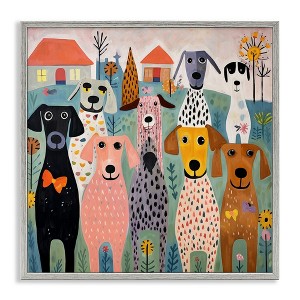 Stupell Industries Patterned Dogs & Flowers Black Framed Giclee Art - 1 of 4