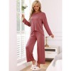 cheibear Women's Lounge Sets Hight-Low Shirt and Wide-leg Pants 2 Piece Pjs Loose Sleepwear Loungewear - 2 of 4