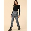 Allegra K Women's Plaid Tartan High Waisted Button Casual Pants - 4 of 4