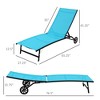 Gulches Outdoor Chaise Lounge, 2 Piece Lounge Chair with Wheels, Tanning Chair with 5 Adjustable Positions, Blue, 63" W x 14.25" D x 18" H - 3 of 4