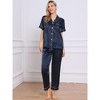 cheibear Women's Buton Down Sleepwear with Pants Nightwear Lounge Pajama Set 2 Pcs - 2 of 4