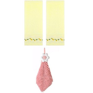 REGALWOVEN 3 Pcs Floral Soft Absorbent Hand Towel for Bathroom Kitchen - 1 of 4