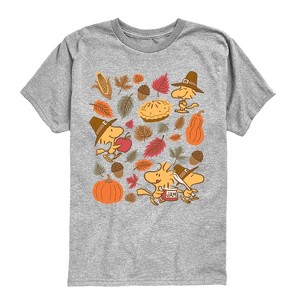 Boys' - Peanuts - Woodstock Thanksgiving Icons Short Sleeve Graphic T-Shirt - 1 of 4