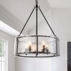 LLHZSY 20 1/2" Modern Ceiling Chandelier With Water Ripple Glass 5-Lights Fixture for Kitchen Island Dining Room Living Room- Black - 2 of 4