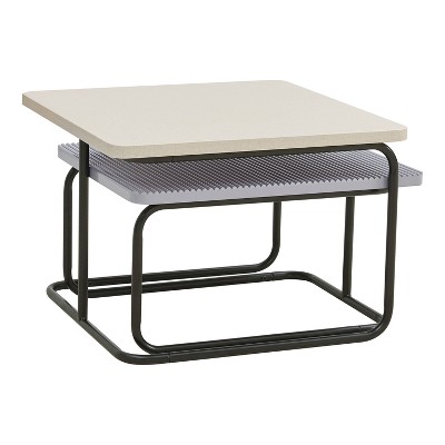 Modern Cream and Gray Textured 2-Piece Nesting Coffee Table Set