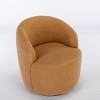 25.6"Swivel Accent 360°Swivel  Armchair Barrel Chair With Black Powder Coating Metal Ring，White+Velvet - 2 of 4