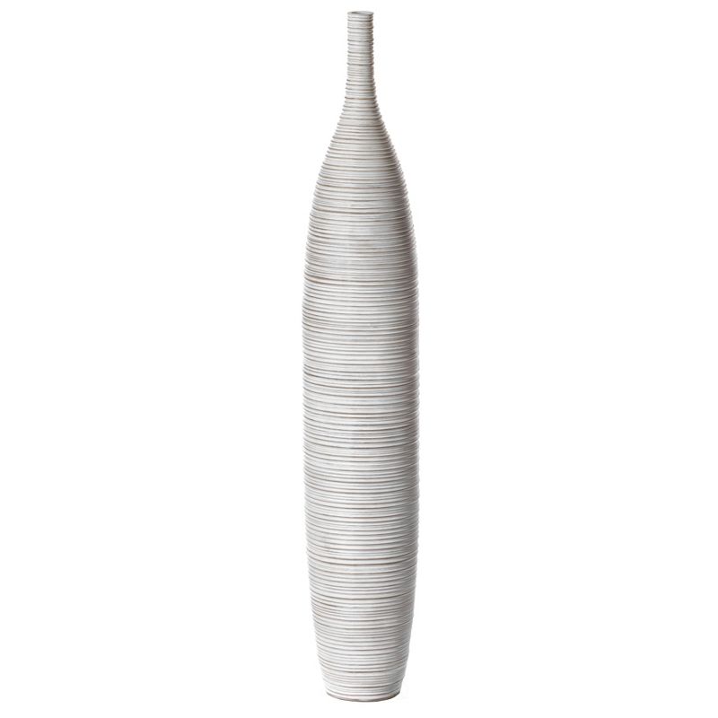 Uniquewise White Floor Vase, Ribbed Design, Modern Elegant Home Decoration, Tall Ceramic Vases, Contemporary Living Room Accent, Sophisticated Decor, 4 of 6