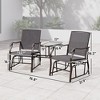 Outdoor Glider Chairs with Coffee Table, Patio 2-Seat Rocking Chair Swing Loveseat with Breathable Sling for Backyard, Garden, and Porch - 3 of 4