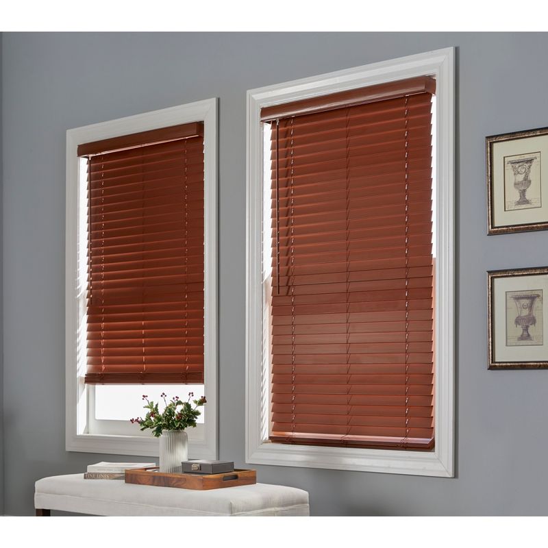 BrylaneHome 2" Faux Wood Cordless Blinds Window Privacy Shades Adjustable Slats, 1 of 2