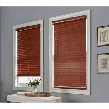 BrylaneHome 2" Faux Wood Cordless Blinds Window Privacy Shades Adjustable Slats