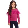 Andy & Evan  Toddler Hot Pink Rib Knit Long Sleeve Top w/Tulle Ruffle - 2 of 4