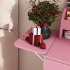 TopComfy Makeup Mirrors Vanity Desk with Mirror Makeup Dressing Table with 3 Drawers 7 Shelves and Storage Stool for Girls, Pink, 35.83"*23.62"*8.46" - 3 of 4