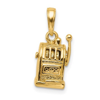 Black Bow Jewelry 14k Yellow Gold 3D Moveable Slot Machine Pendant