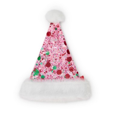 Holiday Spirit Pink Confetti-Filled Santa Hat
