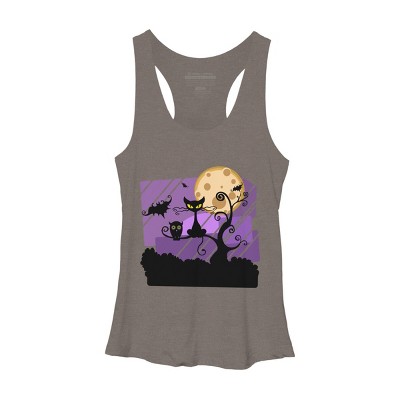 Women's Design By Humans Night Halloween moon By ChadiElHanchi Racerback Tank Top