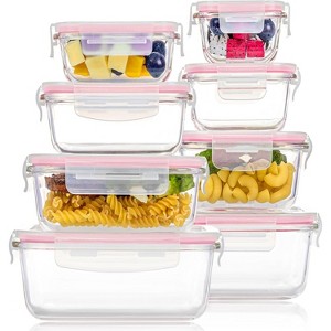 8 Pack Glass Food Storage Containers with Airtight Lids, Lunch Office Meal for Microwave, Oven, Freezer and Dishwasher, BPA Free - 1 of 4