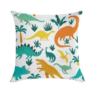 Cute Colorful Dinosaur Pillow Covers 18x18 Decorative Throw Pillows Soft Square Cushion Covers for Couch Sofa Bedroom - 1 of 1
