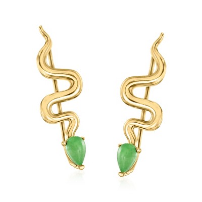 Ross-Simons Jade Snake Ear Climbers in 18kt Gold Over Sterling
