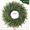 26 inch faux green norfolk pine wreath for front door indoor outdoor wall decor artificial pine needles wreath with realistic look - 3 of 4
