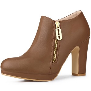 Allegra K Women's Platform Round Toe Chunky Heels Ankle Booties - 1 of 4