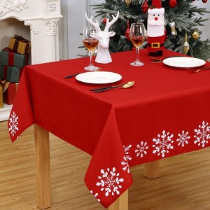 Christmas Snowflake Tablecloth Solid Xmas Table Cloth Holiday Decorative Tablecovers for Indoor Outdoor Party Kitchen Dining - 1 of 4