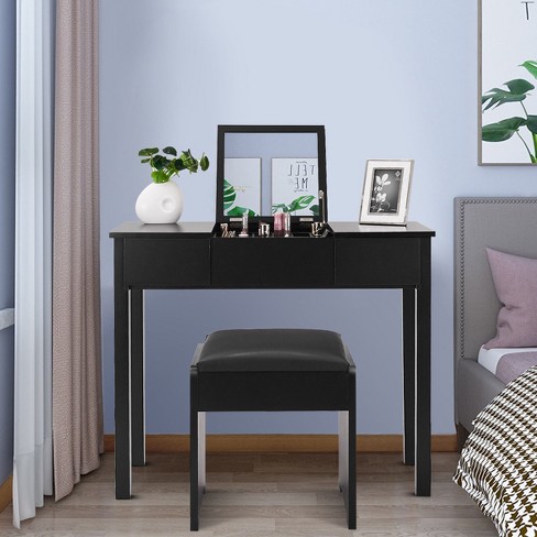 Costway Black Vanity Dressing Table Furniture Box : Target