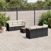 vidaXL Patio Sofa Set with Cushions Outdoor Furniture 7 Piece Poly Rattan - Black and Cream - 2 of 4