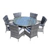 Moda Furnishings 6 - Person All-Weather Wicker Patio Outdoor Dining Set with Round Table, Cushions Included - 4 of 4
