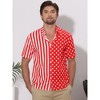 Lars Amadeus Men's Summer Stripe Polka Dots Short Sleeves Button Patchwork Hawaiian Shirt - 2 of 4