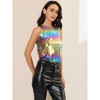 INSPIRE CHIC Women's Party Shiny Sleeveless Keyhole Back Club Metallic Tank Top - 3 of 4