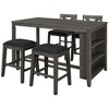 NicBex Dining Room Table Set Morden Kitchen Table with 3 Storage Shelves, 2 Upholstered Chairs and 2 Stools for Dining Room - 4 of 4