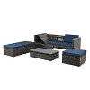 FIONECA 5-Piece PE Wicker Outdoor Furniture Set with Lift-Top Plywood Coffee Table and Lounger Sofa - 4 of 4