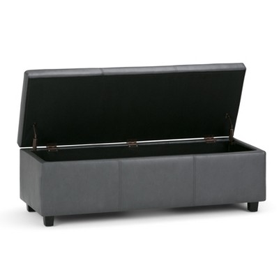 NicBex Faux Leather Storage Ottoman Bench,Upholstered Storage Ottoman with Stitching Design,Modern Storage Bench for Living Room,Bedroom