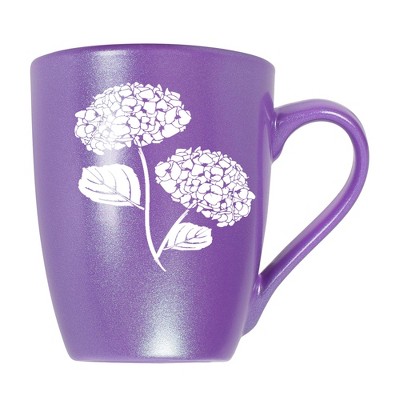 Elanze Designs Botanical Floral Nature Coffee Cup Mug 10 Ounce Ceramic With Shimmery Metallic Finish Elegant Minimalist Hydrangea Flower Silhouette