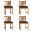 vidaXL Extra-Heavy, Fine Sanded Teak Hard Wood Patio Chairs with Cushions - Weather-Resistant Outdoor Seating with Water-Base Finish - Taupe - 2 of 4