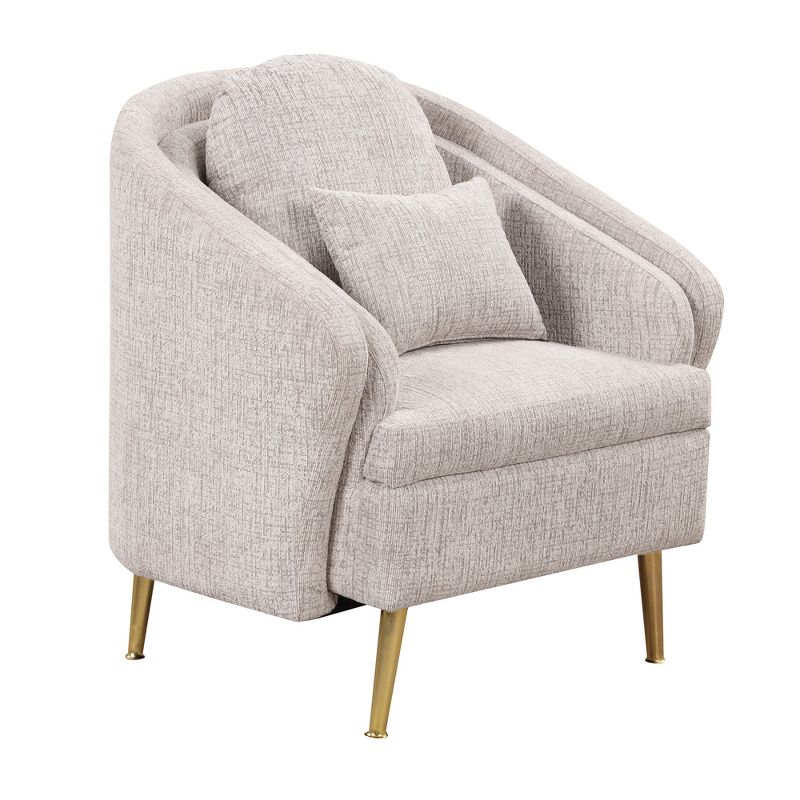 Mid-Century Upholstered Accent Chair, Arm Chair with Lumbar Pillow and Metal legs-ModernLuxe, 5 of 15