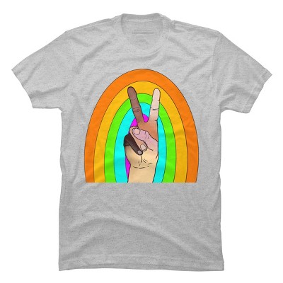 Design By Humans Peace Hand Symbol Stripes By PaperRescueDesigns T-Shirt