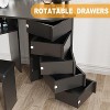 Garvee Makeup Vanity Desk with Mirror, Corner Vanity Desk with Stool, Vanity Table with 5 Rotating Drawers,Black - 3 of 4