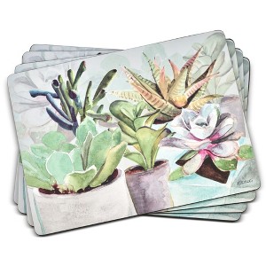 Pimpernel Succulents Placemats Set of 4 (15.7” x 11.7”), Cork Backing, Beautiful Succulent Design, Easy to Clean - Heat & Stain Resistant - 1 of 4