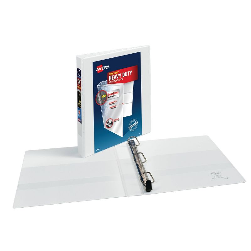 Avery 1&#34; Ring Binder, Heavy Duty with Clear Cover - White, 3 of 6