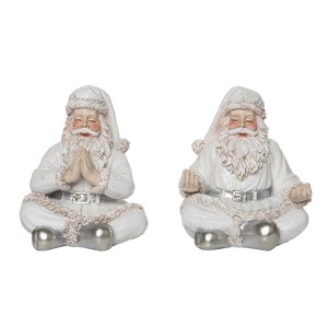 Transpac Resin Elegant Zen Santa Figurine Set of 2 Christmas Home Decorations - 1 of 1