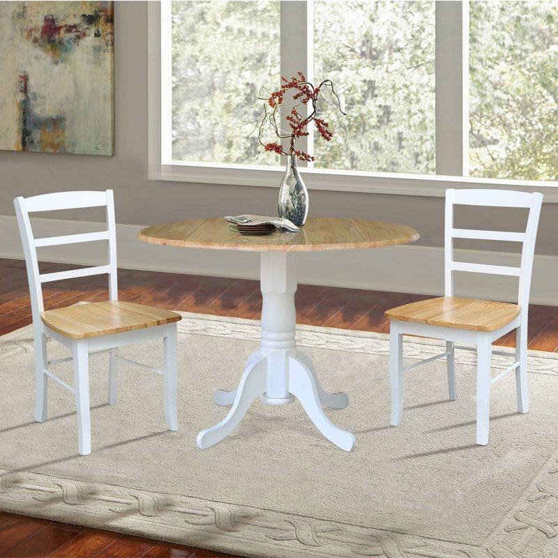42" Dual Drop Leaf Dining Table with 2 Madrid Ladderback Chairs - International Concepts, 4 of 8