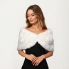 Anna-Kaci Women's Soft Plush Faux Fur Wrap with Elegant Drape Delicate Front Detail and Smooth Luxe Texture 19in - One Size Fits Most, White - 2 of 4