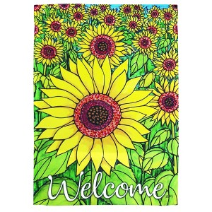 Sunflower Welcome Yellow and Green 13 X 19 Polyester Outdoor Hanging Garden Flag - 1 of 2