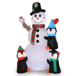 SEVOBAL Inflatable Holiday Decorations 6ft 3 Penguins Inflatable Garden Snowman Decoration Christmas Inflatables Decoration, White, 35"*35"*72" - 1 of 4