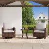 3-Piece Outdoor Wicker Bistro Set with Swivel Chairs - Modern Rattan Patio Furniture with Thick Cushions & Side Table - 3 of 4
