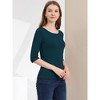 INSPIRE CHIC Women's Classic Solid Elbow Sleeves Round Neck Slim Fit T-Shirts - 4 of 4