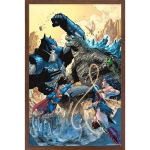 Trends International Justice League vs. Godzilla vs. Kong - Batmech Framed Wall Poster Prints - 1 of 4