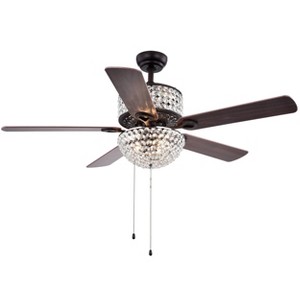 Warehouse Of Tiffany Laure Crystal 6-Light Crystal 5-Blade 52" Ceiling Fan with Pull Chain - 1 of 2